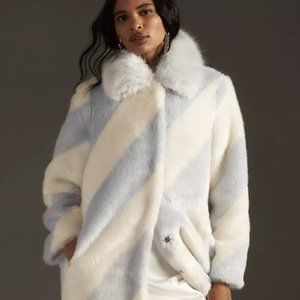 MAEVE Brand New Faux Fur Stripe Coat